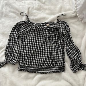 Hollister Plaid Off-Shoulder Top